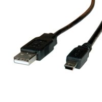 Кабел USB 2.0 Type A към Mini 5pin Roline 11.02.8719 Черен 1.8м, USB Type A to Mini 5pin M/M, снимка 1 - USB кабели - 31269651