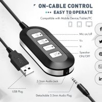 Mpow 071 USB слушалка/ 3,5 мм компютърна слушалка с шумопотискане на микрофон, снимка 3 - Слушалки и портативни колонки - 40534870