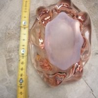 Пепелник цветно розово кристално стъкло ръчна изработка, снимка 2 - Декорация за дома - 44449371