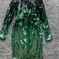 Зелена празнична рокля H&M с пайети, снимка 5 - Рокли - 35123443