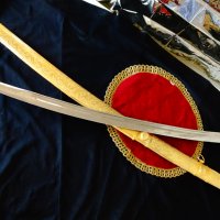 Персийска сабя с кания 2 кг.,дебела позлата,орнаменти. , снимка 9 - Антикварни и старинни предмети - 39913008