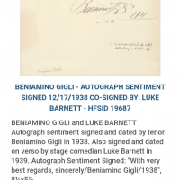 Продавам плоча с бележка с текст и автограф на Beniamino Gigli,един от най-великите италиански тенор, снимка 10 - Грамофонни плочи - 36542184
