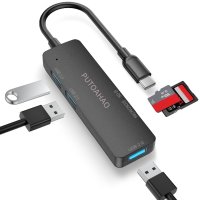 PUTOAHAO USB-C HUB Type C към USB 3.0 адаптер 5-в-1 TF/SD карта/MacBook Pro/iPad Pro/Notebook/PC , снимка 1 - Кабели и адаптери - 40584434