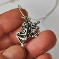 Сребърна верижка с медальон фея, снимка 3 - Колиета, медальони, синджири - 42902150
