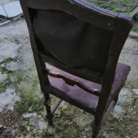 Ретро дървени столове с дърворезба и кожена седалка и облегалка , снимка 8 - Столове - 44684909
