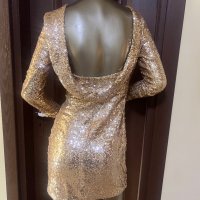 Златиста рокля с пайети ! , снимка 10 - Рокли - 41080530