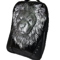 НОВА Черна раница, чанта, 3D сребърен лъв, регулиращи се презрамки , снимка 1 - Чанти - 30361420