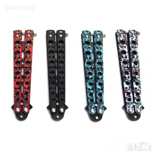 Тренировъчен нож пеперуда с черепи, снимка 1