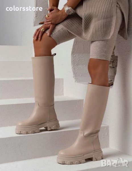 Равни ботуши - бежова кожа - RB3, снимка 1