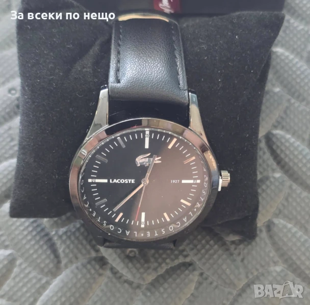 Lacoste Мъжки Часовник С Черна Кожена Каишка И Черен Циферблат Код VL-144, снимка 1