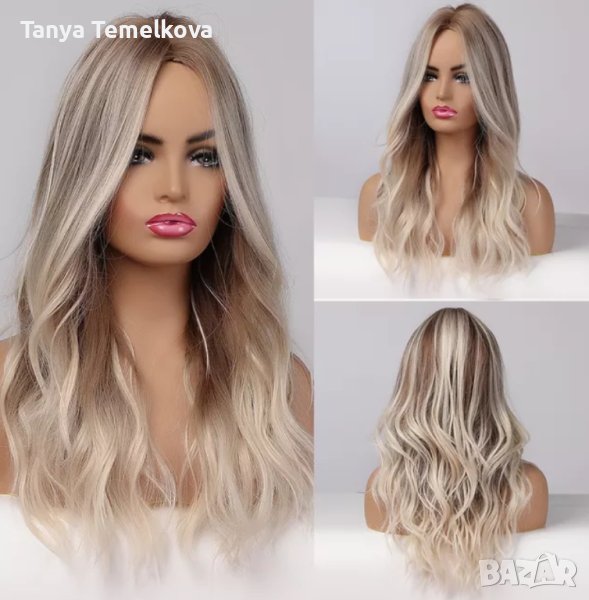 Руса перука без бретон на кичури, снимка 1