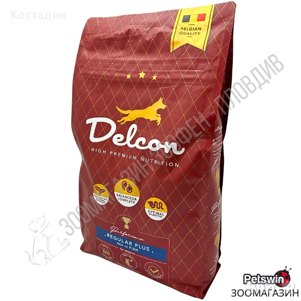Пълноценна Храна за Кучета в Зряла възраст над 1 година - с Риба - 12кг - Delcon Regular Plus Fish, снимка 1