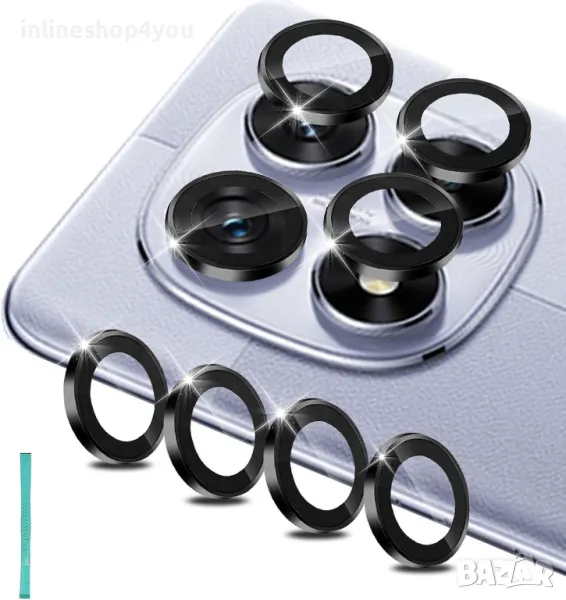 Стъклен Протектор за Камера Тип Рингове за Xiaomi Redmi Note 14 Pro 5G, снимка 1