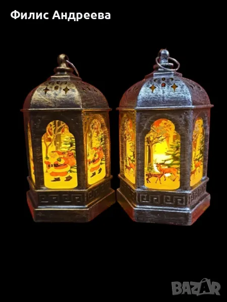 Коледен декоративен светещ фенер, снимка 1