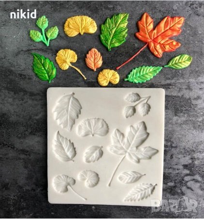 10 различни листа голям силиконов молд форма декорация и украса фондан , снимка 1