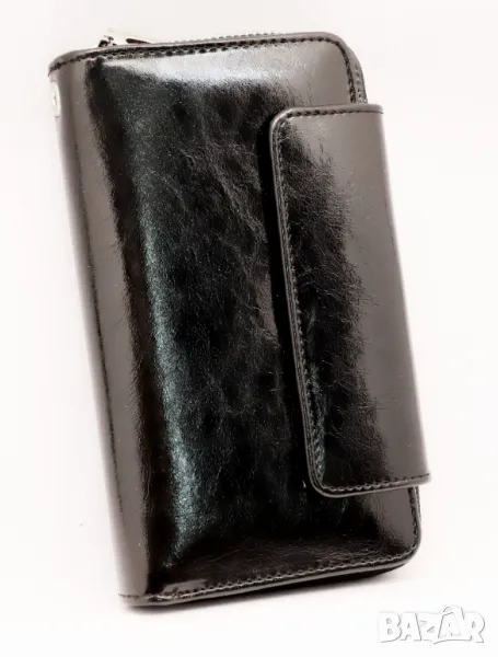 Красиво дамско портмоне от естествена кожа, мат и лак, снимка 1
