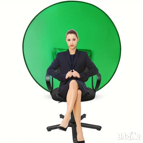 Сгъваем Зелен Фон с Монтаж за Стол + Безплатна Доставка!, снимка 1