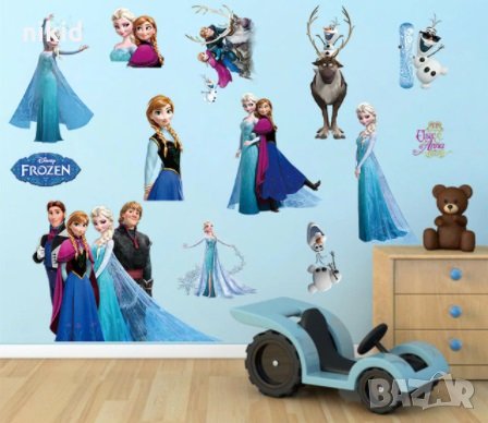 Всички Елза и Анна от замръзналото кралство лист самозалепващи лепенки стикер за стена мебел стикер, снимка 1