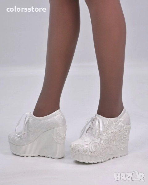 Обувки на платформа - бели - 2501 , снимка 1