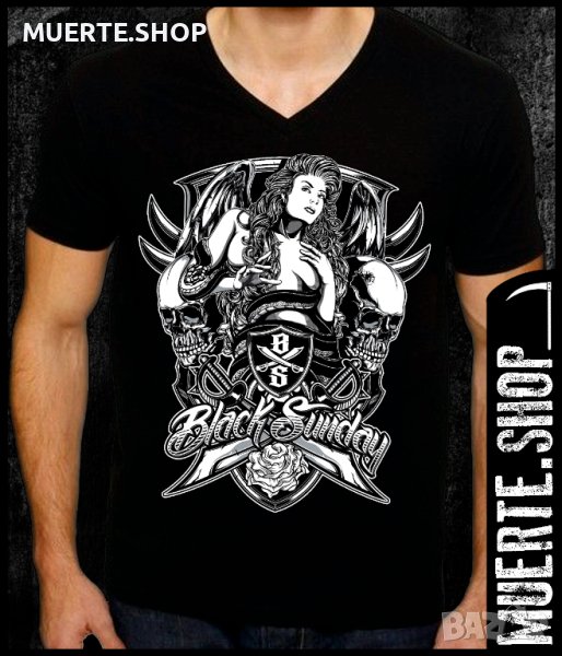 Черна тениска с щампа BLACK SUNDAY, снимка 1