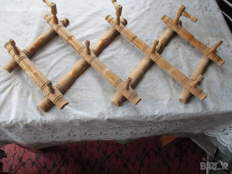 Дървена стенна закачалка за дрехи и аксесоари тип"хармоника", снимка 1