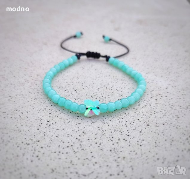 Ръчно изработена гривна в тюркоазен цвят , снимка 1