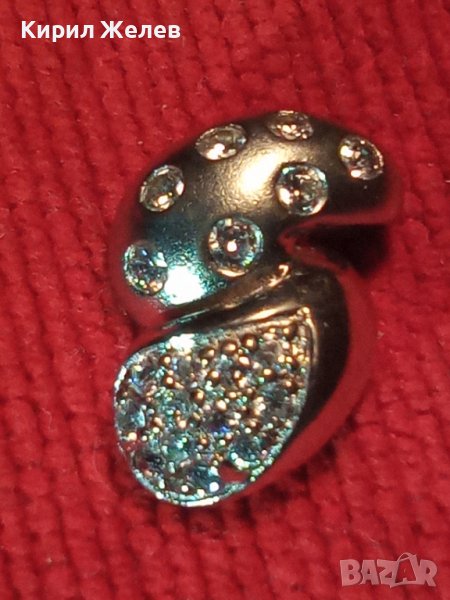 СКЪПОЦЕНЕН СРЕБЪРЕН МЕДАЛЬОН СРЕБРО 925 с БЯЛА ПОЗЛАТА и ФАСЕТИРАНИ ЮВЕЛИРНО КРИСТАЛЧЕТА 34440, снимка 1