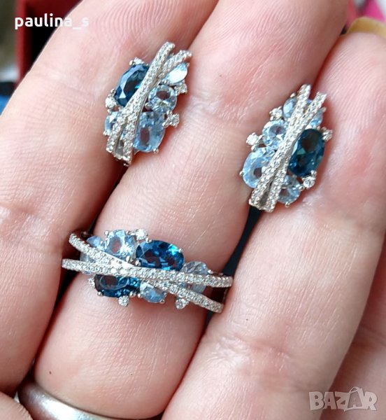 Сребърен комплект с топаз, нано емералд и циркон - проба 925 , снимка 1