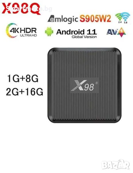X98Q Тв Бокс Андроид 11 Amlogic S905W2 1GB/8GB AV1 2.4G/5G Wifi 2/16GB, снимка 1