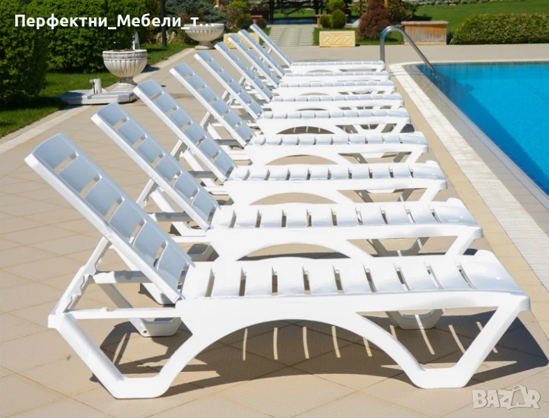 Налични бели шезлонзи,бял шезлонг без подлакътник на склад, снимка 1