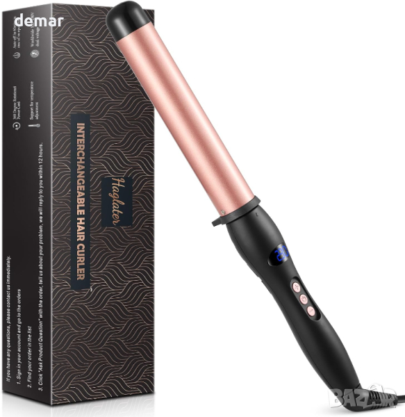 Haglater Curling Wand Бързо нагряваща се керамична маша за коса 32 мм с регулируема температура, снимка 1