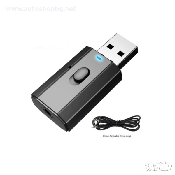 Wireless USB Transmitter and Receiver - безжичен аудио приемник и предавател с 3.5 мм аудио жак (чер, снимка 1