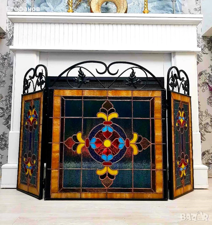 Параван за камина, витраж, техника "Тифани", снимка 1