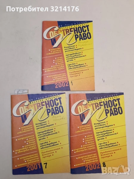 Списание “Собственост и право”. Бр. 7 / 2001 – Колектив, снимка 1