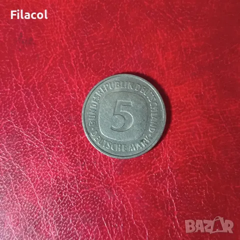 Германия 5 марки 1975   'F' - Щутгарт, снимка 2 - Нумизматика и бонистика - 50418364