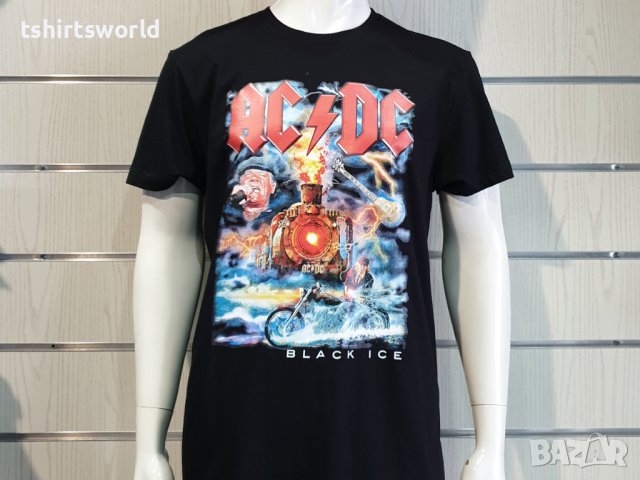 Нова мъжка тениска с дигитален печат на музикалната група AC/DC - Black Ice с Влак, снимка 8 - Тениски - 40717837
