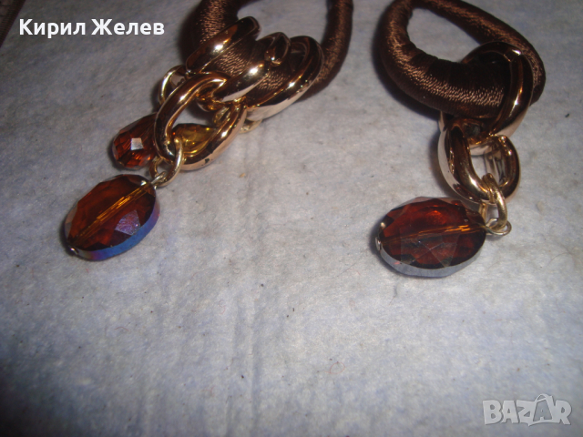 ХЕНД-МЕЙД ЗЛАТИСТИ ВИНТИДЖ АРТ ОБЕЦИ с ФАСЕТИРАНИ КРИСТАЛИ 92471, снимка 6 - Обеци - 36477126