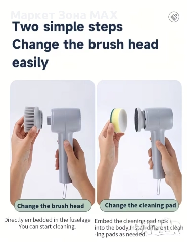 Високооборотна 9-в-1 Електрическа Четка за Почистване, снимка 10 - Други стоки за дома - 52891210