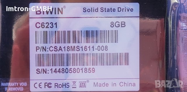  SOLID STATE DRIVE 8GB BIWIN  C6231