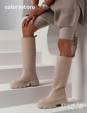 Равни ботуши - бежова кожа - RB3