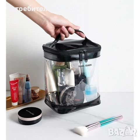 Прозрачна козметична чантичка  3982 вертикален, снимка 10 - Портфейли, портмонета - 52667225