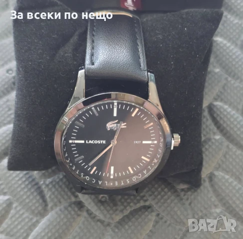 Lacoste Мъжки Часовник С Черна Кожена Каишка И Черен Циферблат Код VL-144