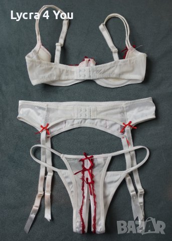 Еротичен комплект от сутиен с отворени чашки колан и изрязана бикина , снимка 3 - Бельо - 42263528