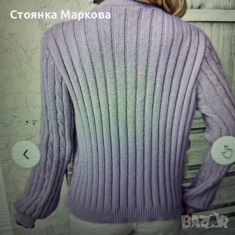 Нова плетена жилетка с дантела в лилаво, снимка 3 - Жилетки - 50005349