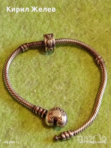 Сребърна гривна от колекция Pandora Moments верижка тип змийска кожа 27568, снимка 11 - Гривни - 52912661