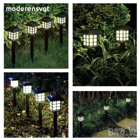6 броя LED градински соларни лампи за алея и двор къщички, снимка 2 - Соларни лампи - 50562695