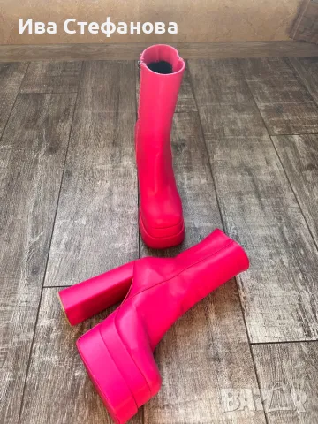 Секси  розови  елегантни парти коктейлни стриптийз танци пилон кукленски боти платформа номер 39 , снимка 2 - Дамски боти - 47364890