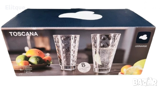 Комплект от 8 прозрачни 330 ml чаши Leonardo Toscana за всякакви поводи, снимка 4 - Чаши - 52744352