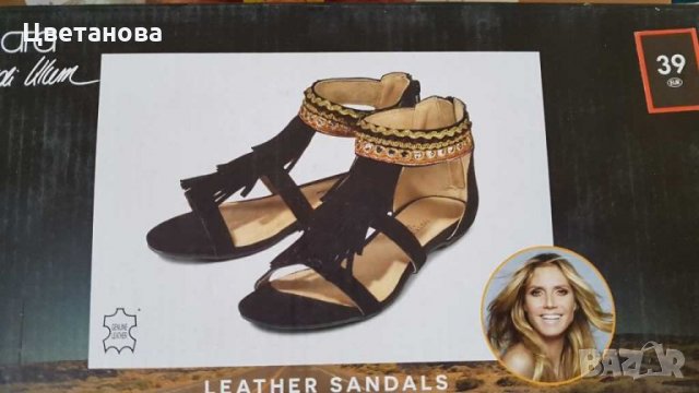 Дамски сандали естествена кожа черно и златно ESMARA, снимка 2 - Сандали - 29731350