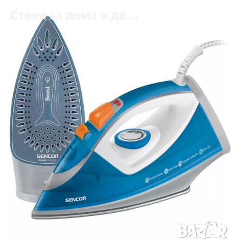 ✨Ютия Sencor SSI 7710BL, 2400 W, Керамична плоча, Anti-Calc система, Вертикално гладене, Бял/Син , снимка 1